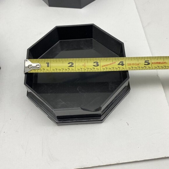 VTG Yamanaka Japan Jewelry Trinket 2pc Nesting Boxes Black Lacquerware Floral - Picture 7 of 12